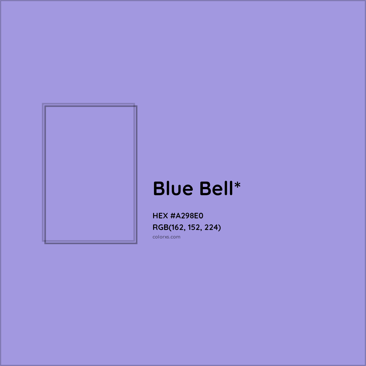 #A298E0 hex color. RGB, RYB, CMYK, HSL, HSV codes and color conversions. Matching color names, palettes, paints.