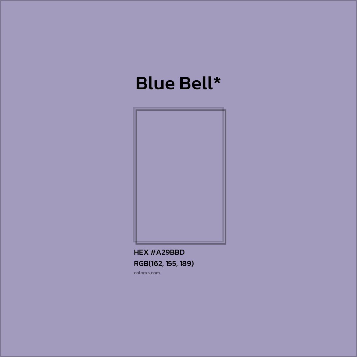 #A29BBD hex color. RGB, RYB, CMYK, HSL, HSV codes and color conversions. Matching color names, palettes, paints.