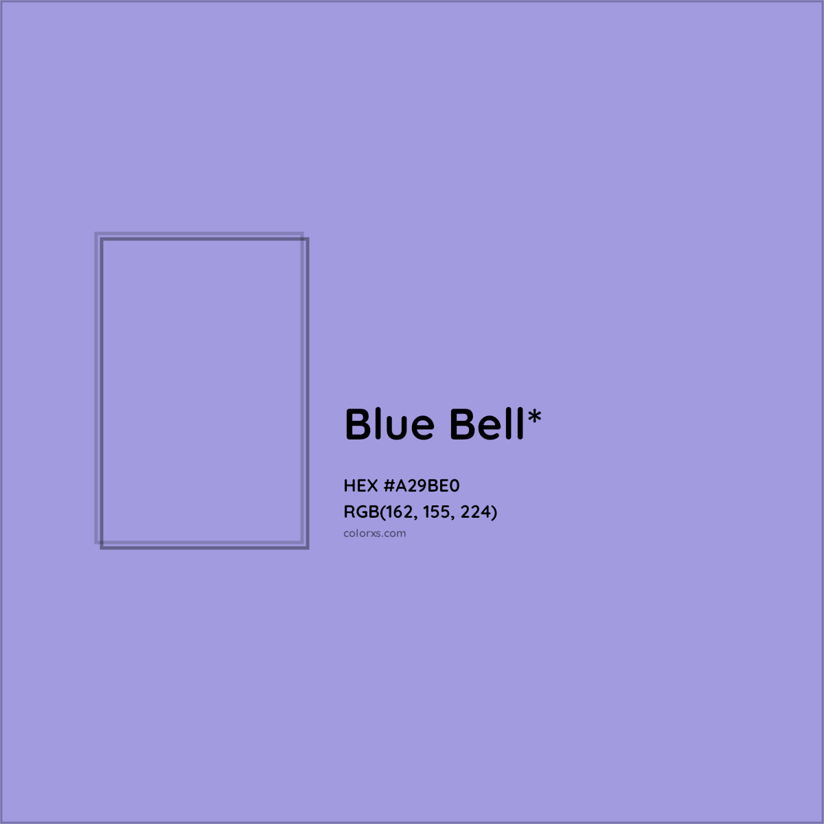 #A29BE0 hex color. RGB, RYB, CMYK, HSL, HSV codes and color conversions. Matching color names, palettes, paints.