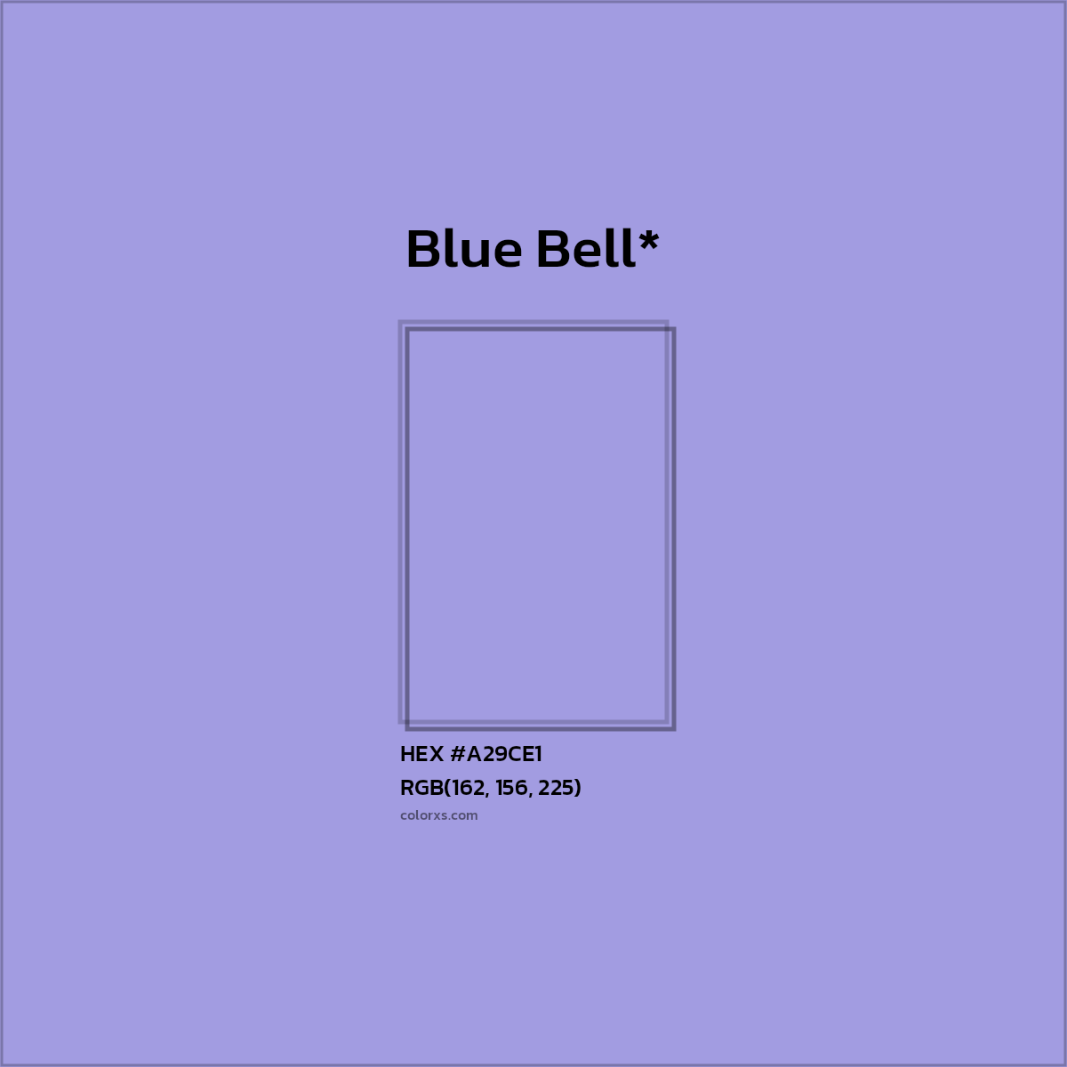 #A29CE1 hex color. RGB, RYB, CMYK, HSL, HSV codes and color conversions. Matching color names, palettes, paints.