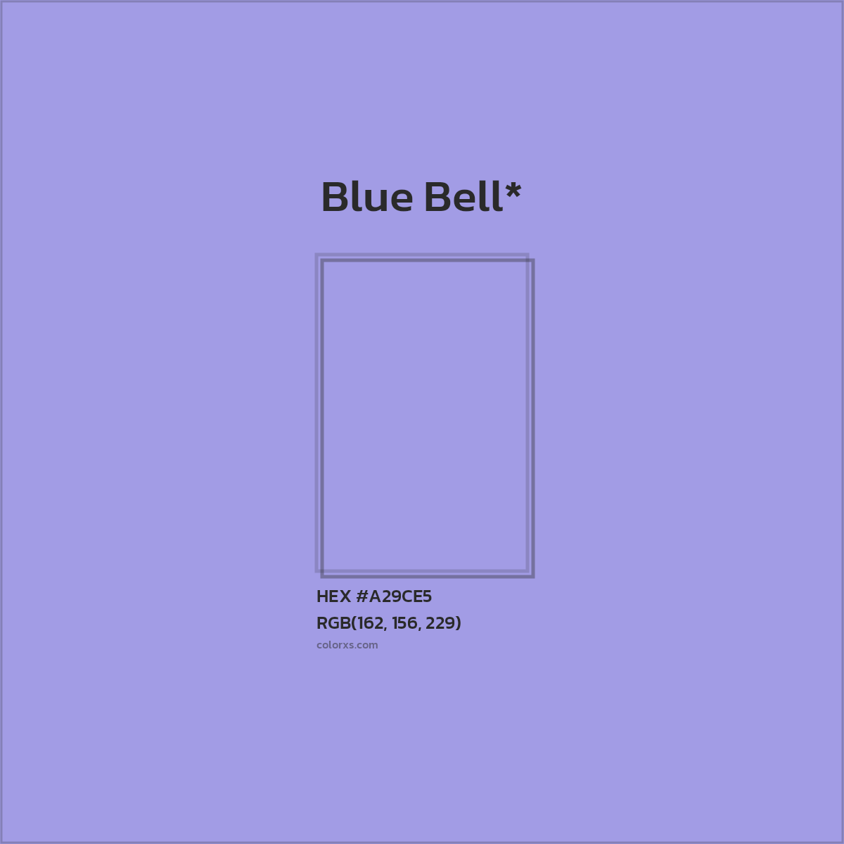 #A29CE5 hex color. RGB, RYB, CMYK, HSL, HSV codes and color conversions. Matching color names, palettes, paints.