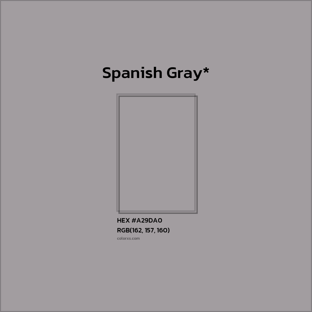 #A29DA0 hex color. RGB, RYB, CMYK, HSL, HSV codes and color conversions. Matching color names, palettes, paints.