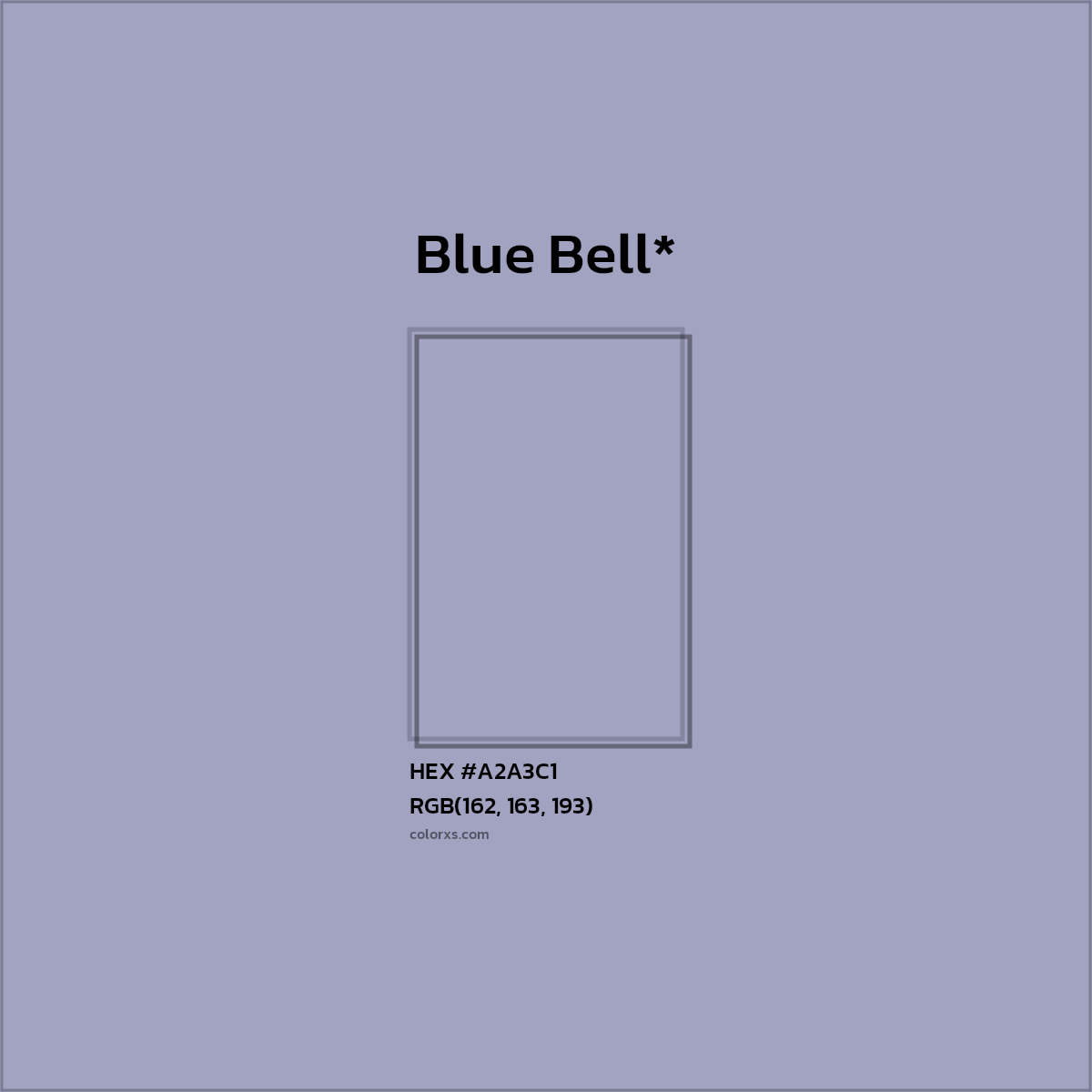 #A2A3C1 hex color. RGB, RYB, CMYK, HSL, HSV codes and color conversions. Matching color names, palettes, paints.
