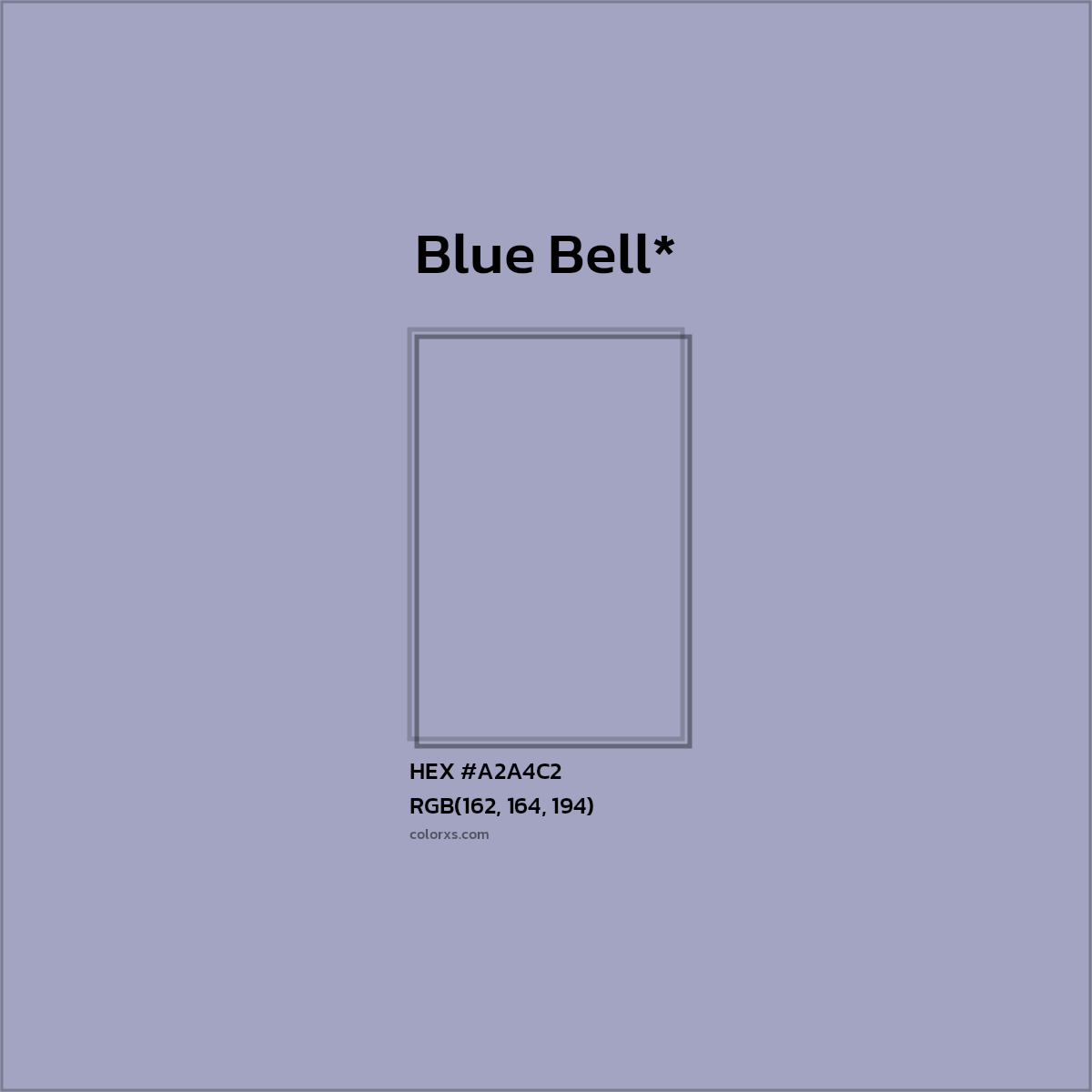 #A2A4C2 hex color. RGB, RYB, CMYK, HSL, HSV codes and color conversions. Matching color names, palettes, paints.