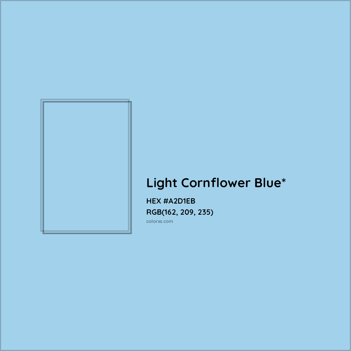 #A2D1EB hex color. RGB, RYB, CMYK, HSL, HSV codes and color conversions. Matching color names, palettes, paints.