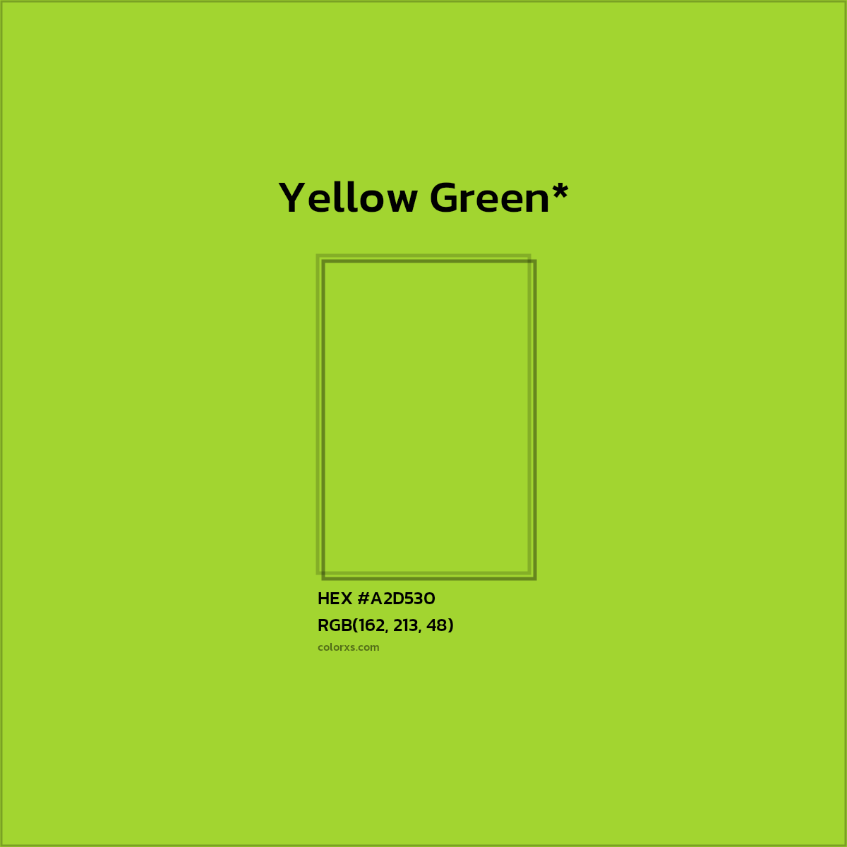 #A2D530 hex color. RGB, RYB, CMYK, HSL, HSV codes and color conversions. Matching color names, palettes, paints.