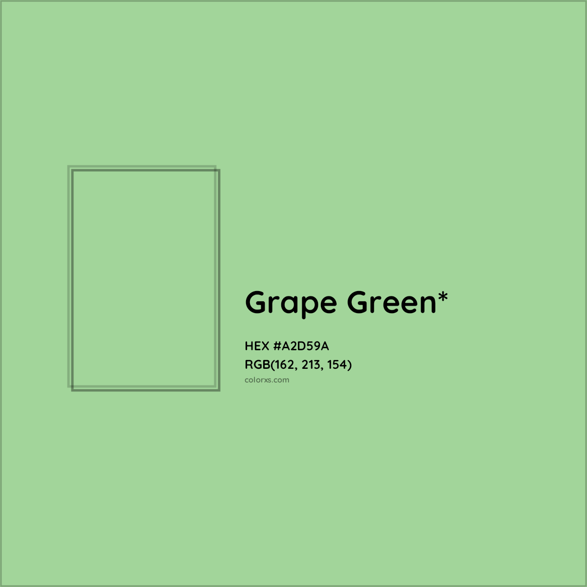 #A2D59A hex color. RGB, RYB, CMYK, HSL, HSV codes and color conversions. Matching color names, palettes, paints.