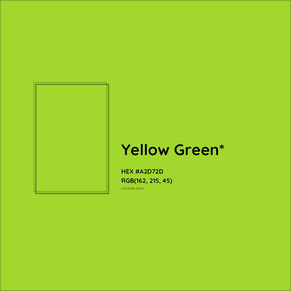 #A2D72D hex color. RGB, RYB, CMYK, HSL, HSV codes and color conversions. Matching color names, palettes, paints.