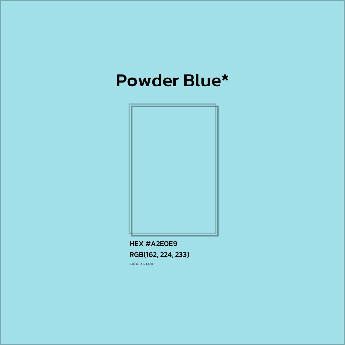 #A2E0E9 hex color. RGB, RYB, CMYK, HSL, HSV codes and color conversions. Matching color names, palettes, paints.