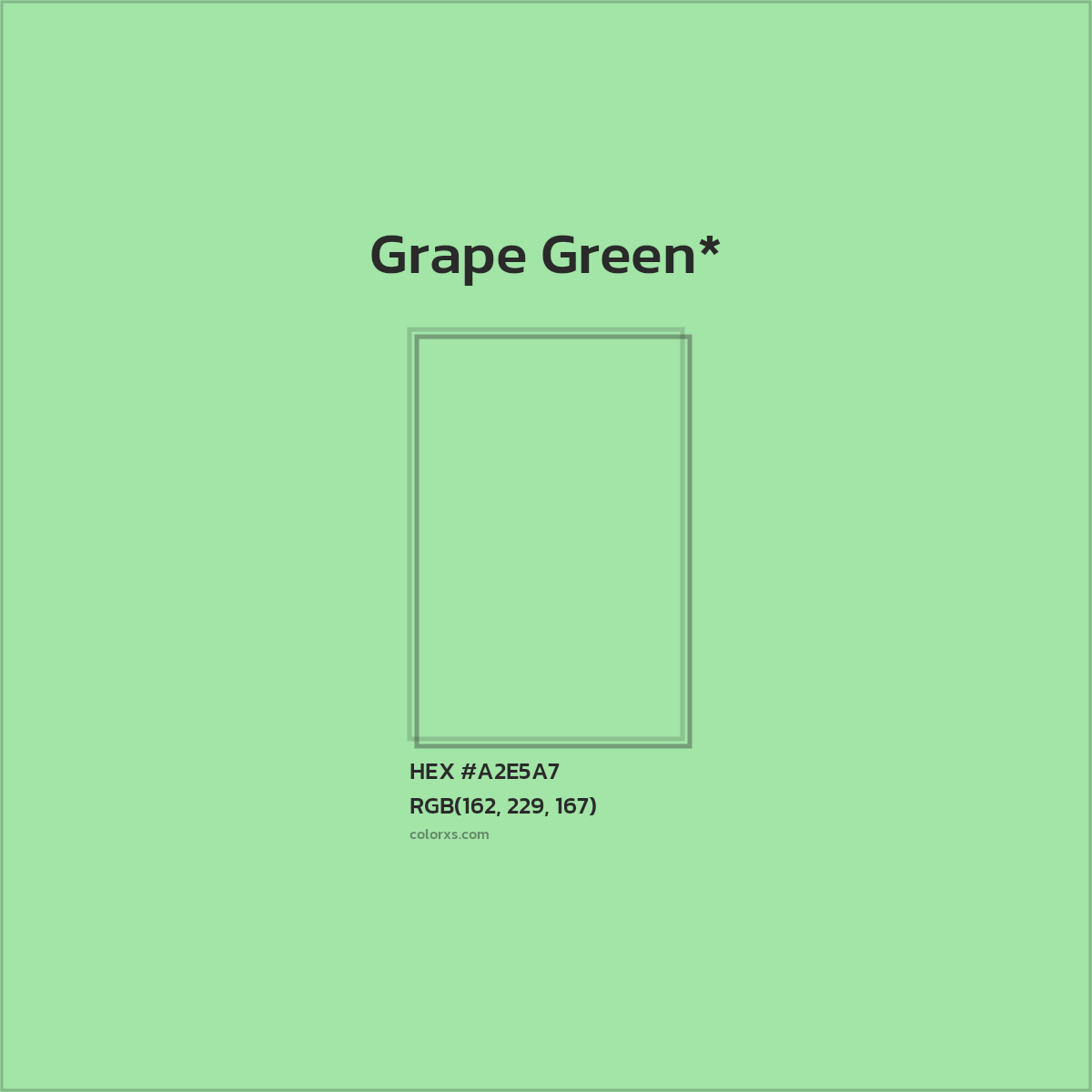 #A2E5A7 hex color. RGB, RYB, CMYK, HSL, HSV codes and color conversions. Matching color names, palettes, paints.