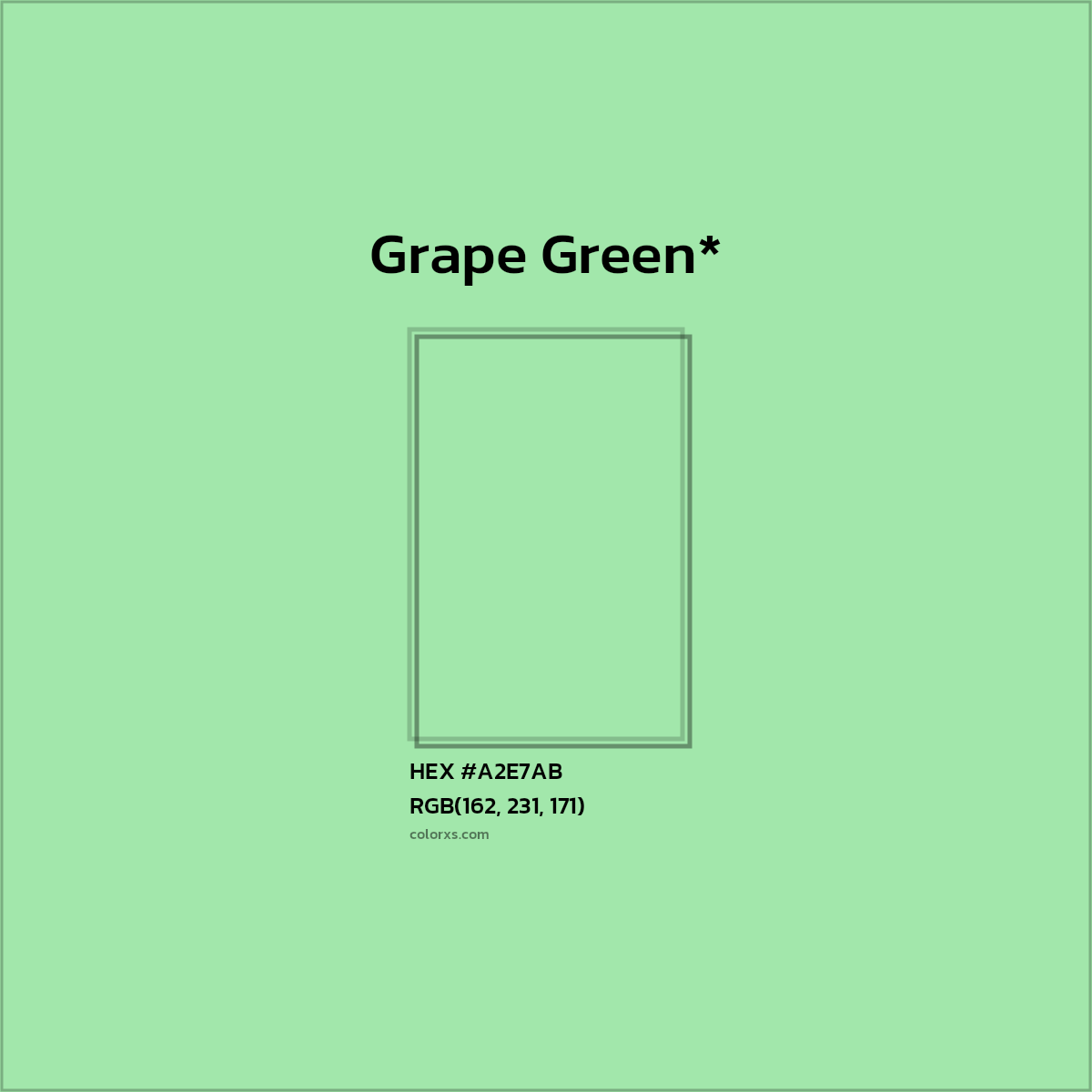 #A2E7AB hex color. RGB, RYB, CMYK, HSL, HSV codes and color conversions. Matching color names, palettes, paints.