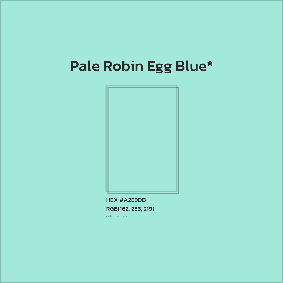 #A2E9DB hex color. RGB, RYB, CMYK, HSL, HSV codes and color conversions. Matching color names, palettes, paints.
