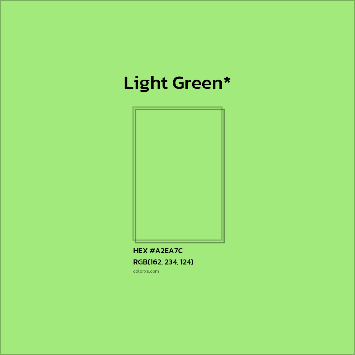 #A2EA7C hex color. RGB, RYB, CMYK, HSL, HSV codes and color conversions. Matching color names, palettes, paints.