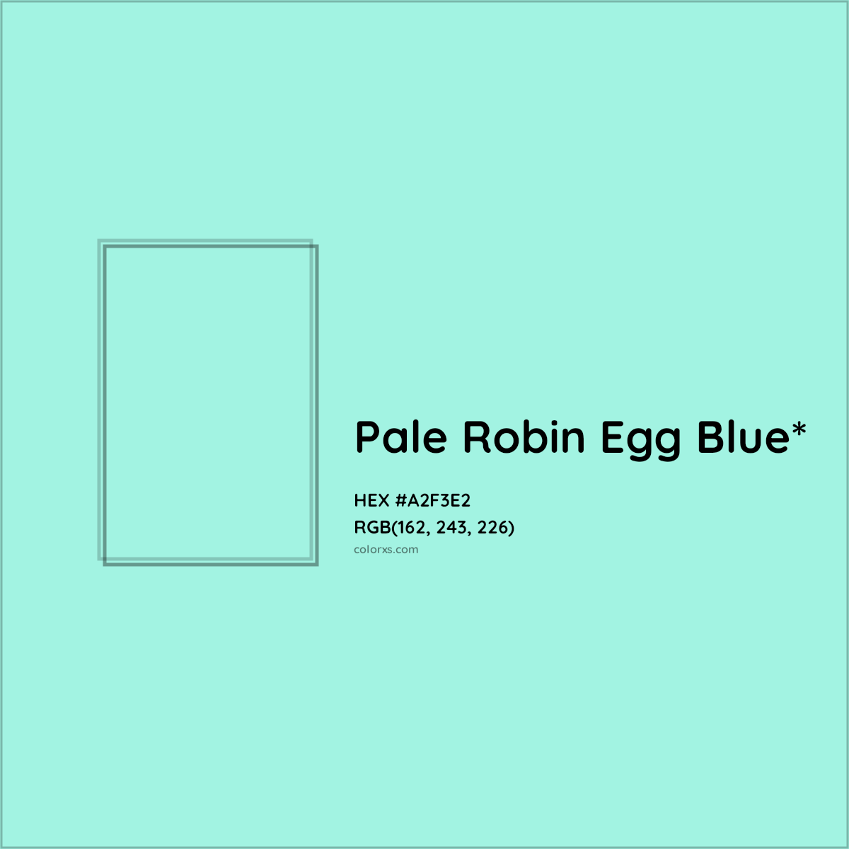 #A2F3E2 hex color. RGB, RYB, CMYK, HSL, HSV codes and color conversions. Matching color names, palettes, paints.