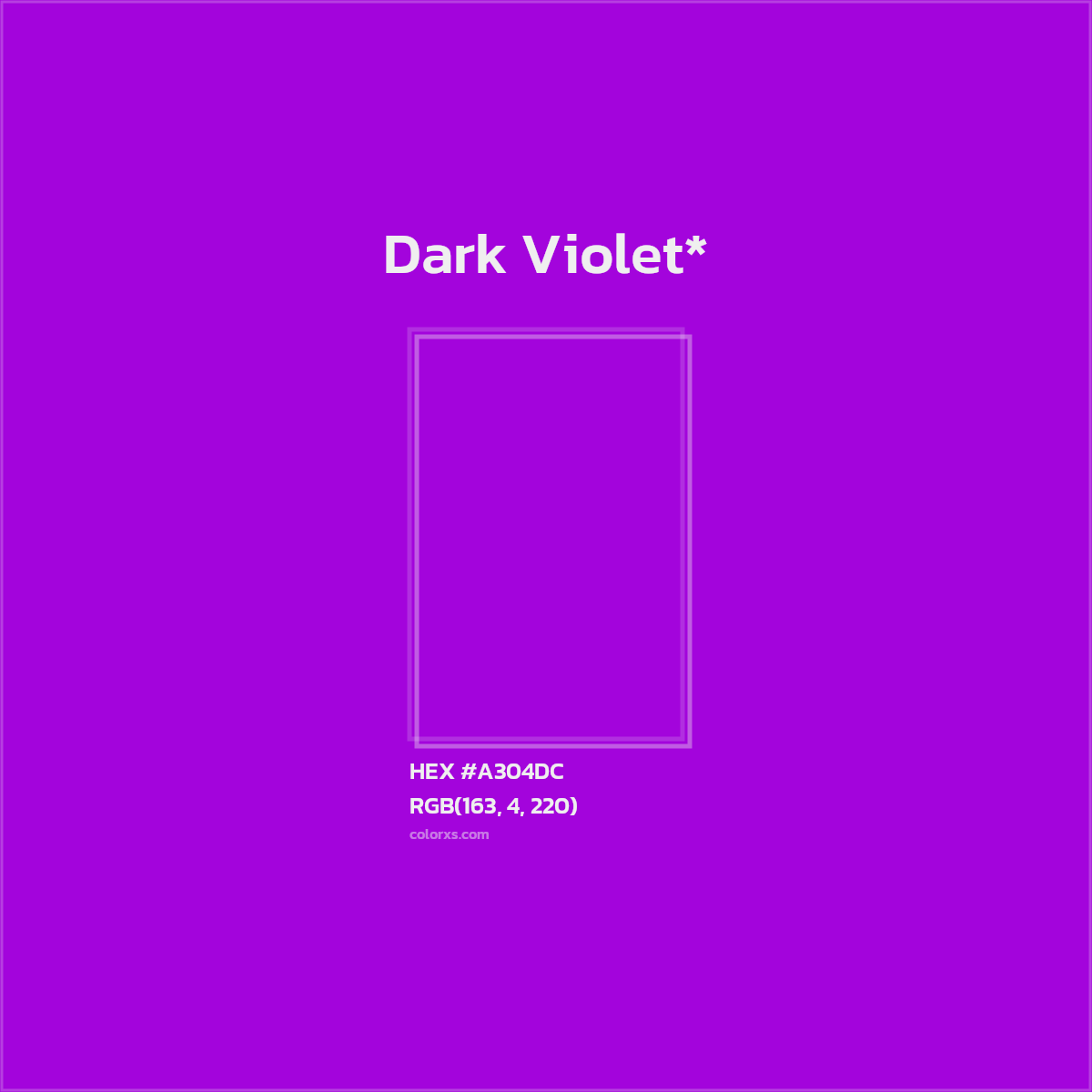#A304DC hex color. RGB, RYB, CMYK, HSL, HSV codes and color conversions. Matching color names, palettes, paints.