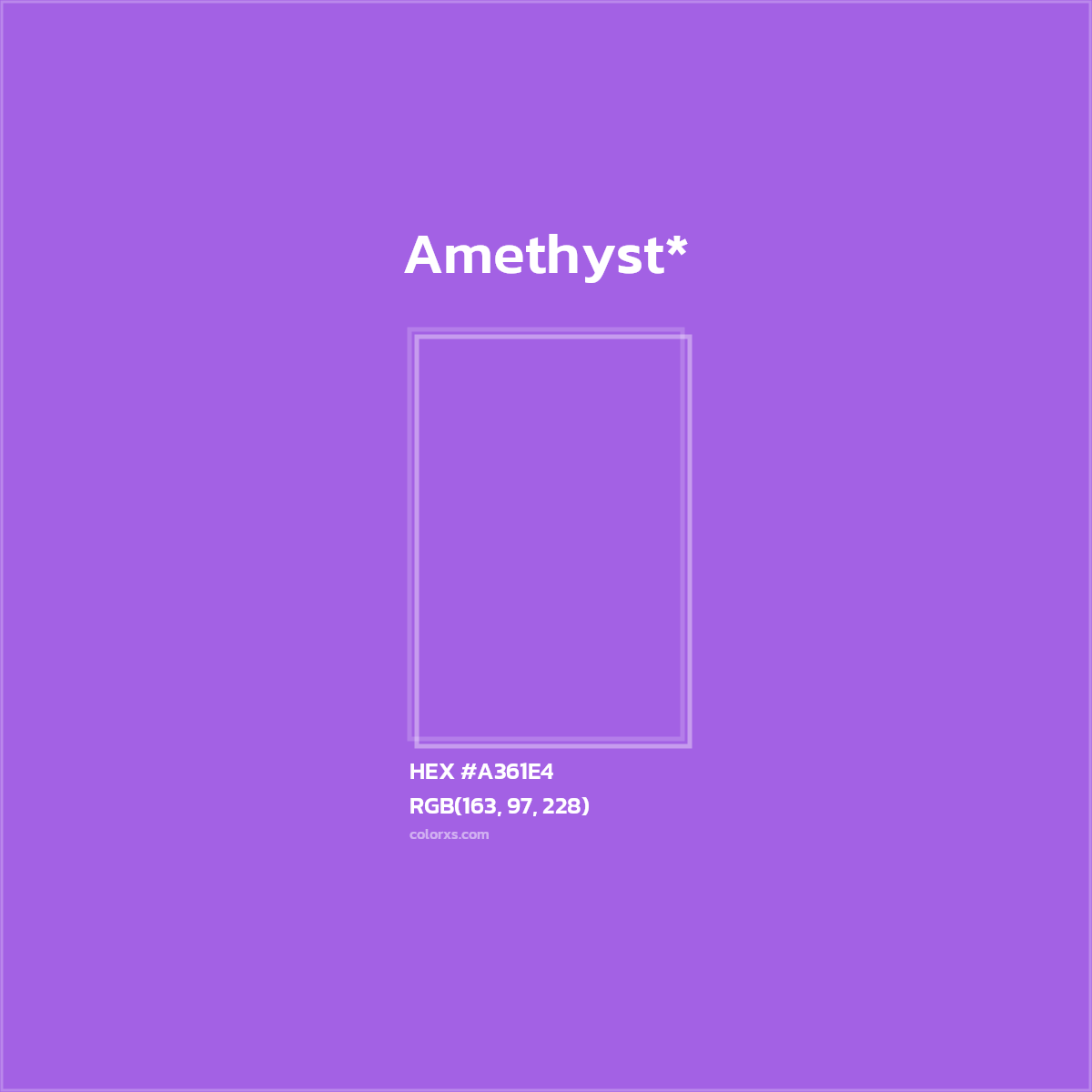 #A361E4 hex color. RGB, RYB, CMYK, HSL, HSV codes and color conversions. Matching color names, palettes, paints.