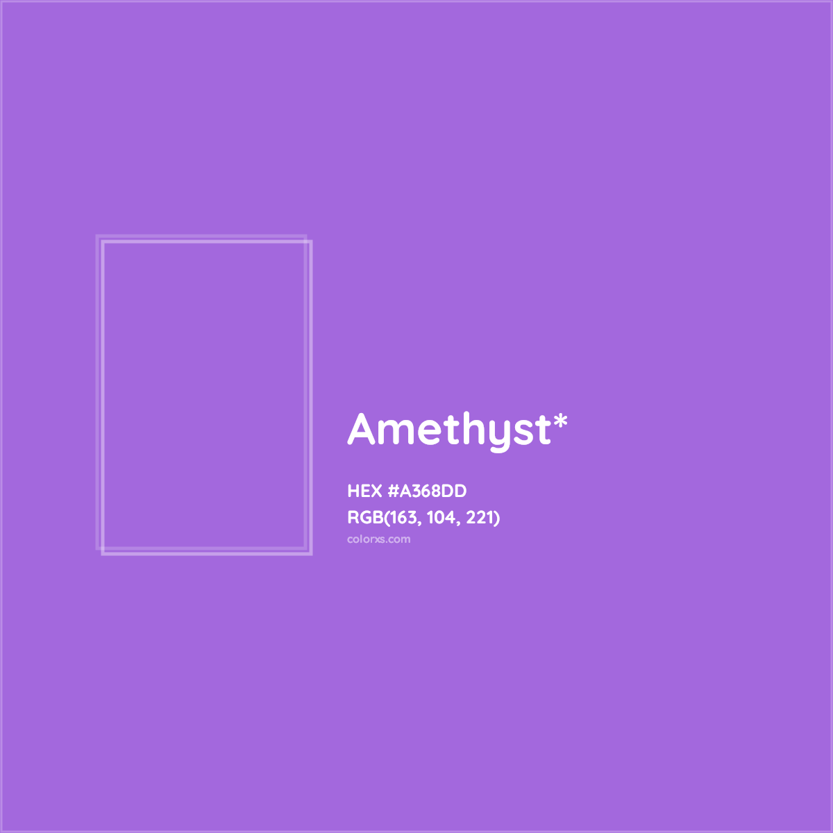 #A368DD hex color. RGB, RYB, CMYK, HSL, HSV codes and color conversions. Matching color names, palettes, paints.