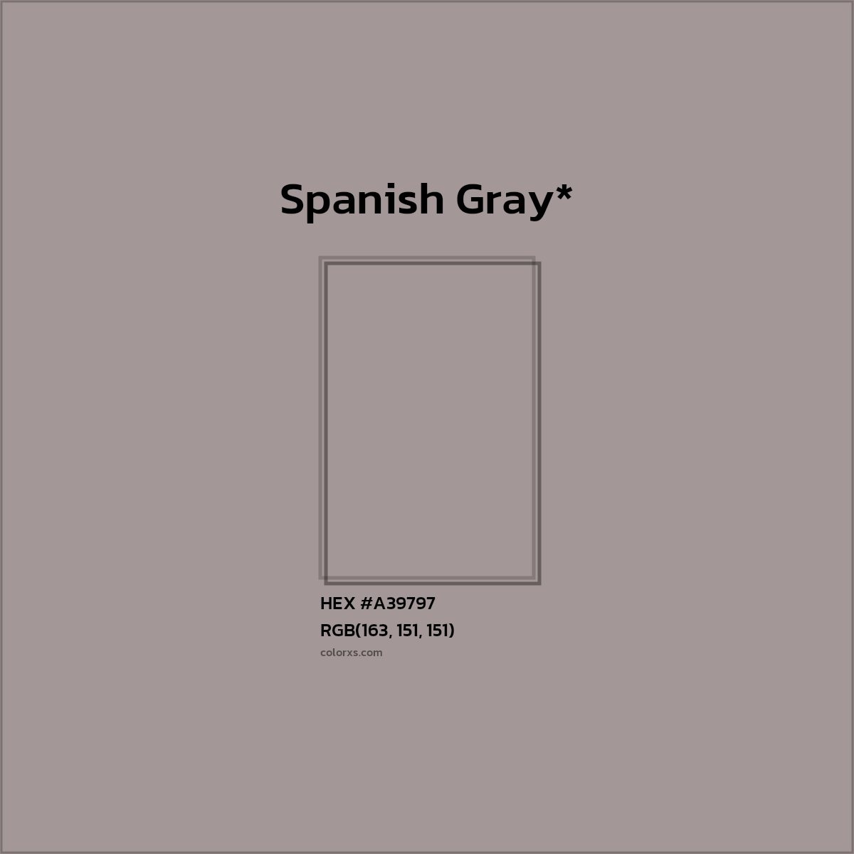 #A39797 hex color. RGB, RYB, CMYK, HSL, HSV codes and color conversions. Matching color names, palettes, paints.