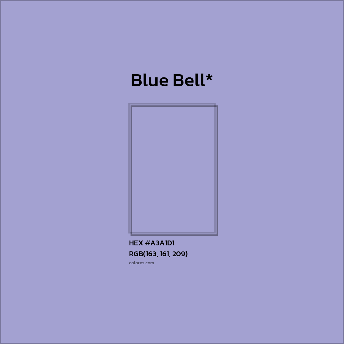 #A3A1D1 hex color. RGB, RYB, CMYK, HSL, HSV codes and color conversions. Matching color names, palettes, paints.