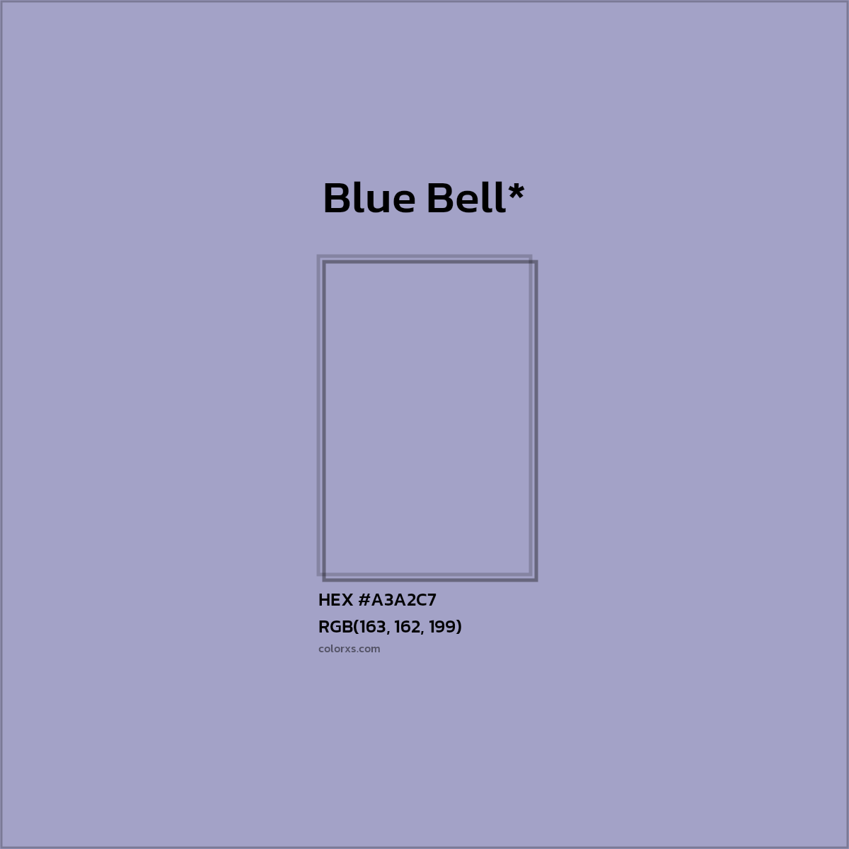 #A3A2C7 hex color. RGB, RYB, CMYK, HSL, HSV codes and color conversions. Matching color names, palettes, paints.