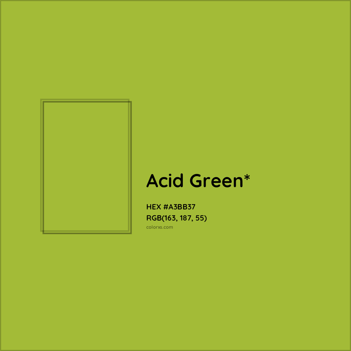 #A3BB37 hex color. RGB, RYB, CMYK, HSL, HSV codes and color conversions. Matching color names, palettes, paints.