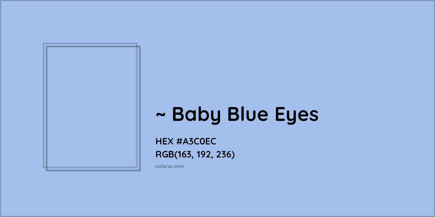 #A3C0EC hex color. RGB, RYB, CMYK, HSL, HSV codes and color conversions. Matching color names, palettes, paints.