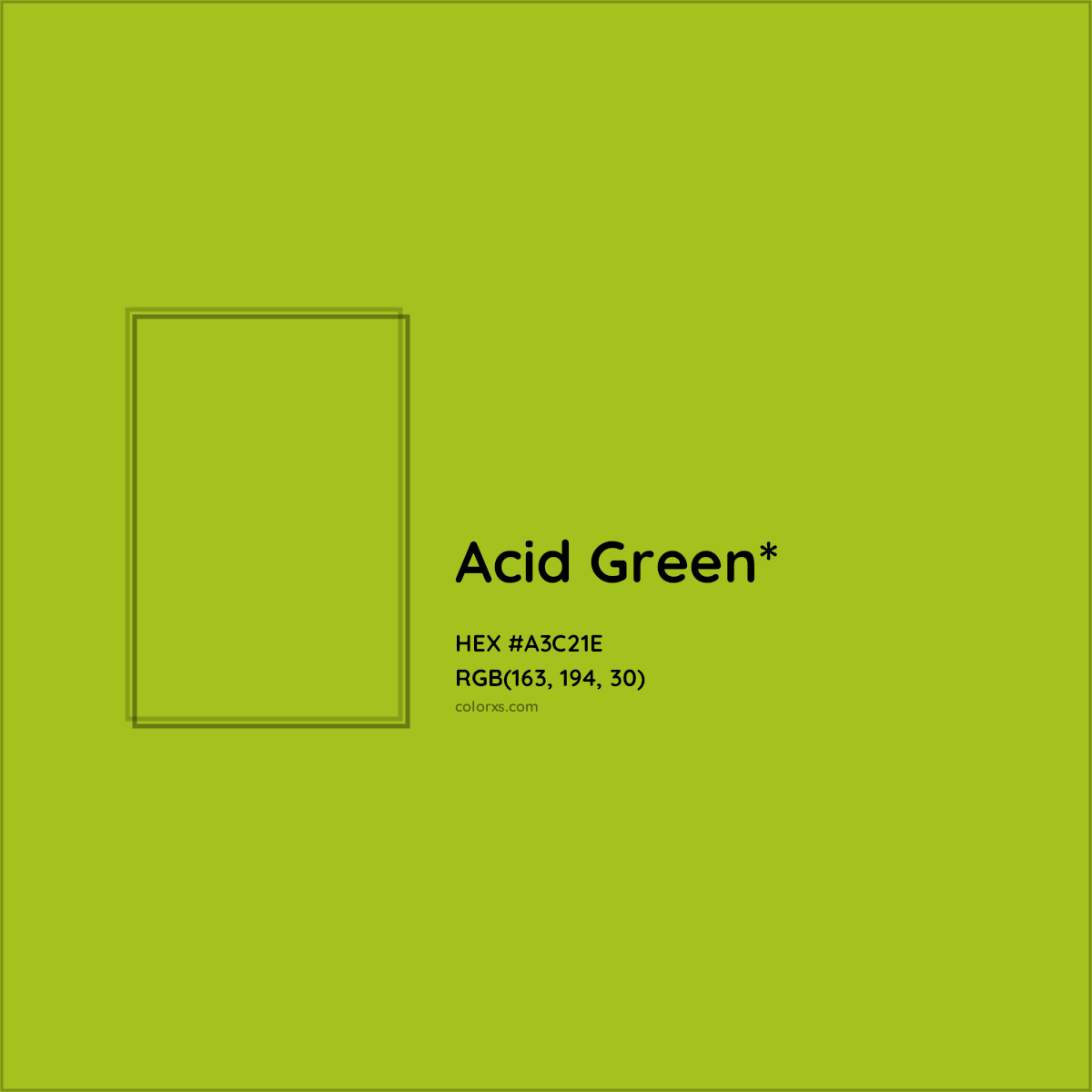 #A3C21E hex color. RGB, RYB, CMYK, HSL, HSV codes and color conversions. Matching color names, palettes, paints.