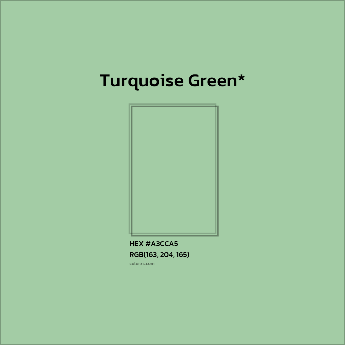 #A3CCA5 hex color. RGB, RYB, CMYK, HSL, HSV codes and color conversions. Matching color names, palettes, paints.