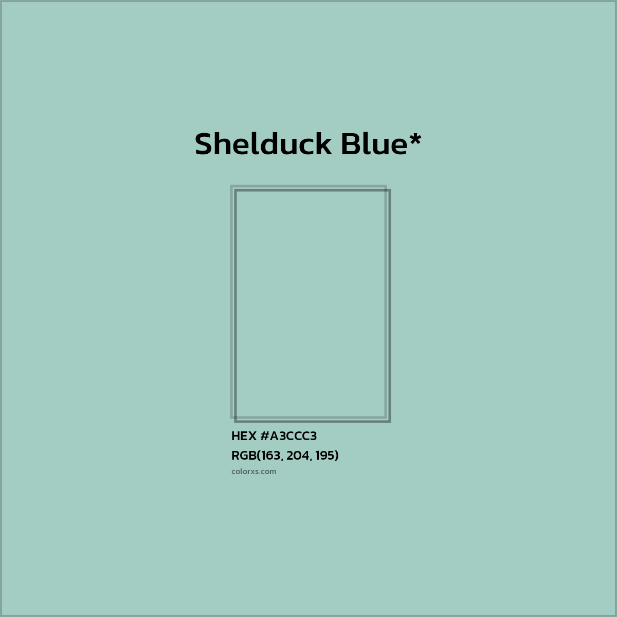 #A3CCC3 hex color. RGB, RYB, CMYK, HSL, HSV codes and color conversions. Matching color names, palettes, paints.