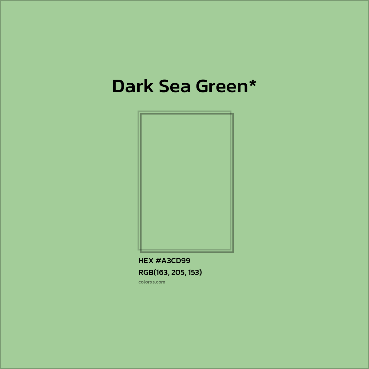 #A3CD99 hex color. RGB, RYB, CMYK, HSL, HSV codes and color conversions. Matching color names, palettes, paints.