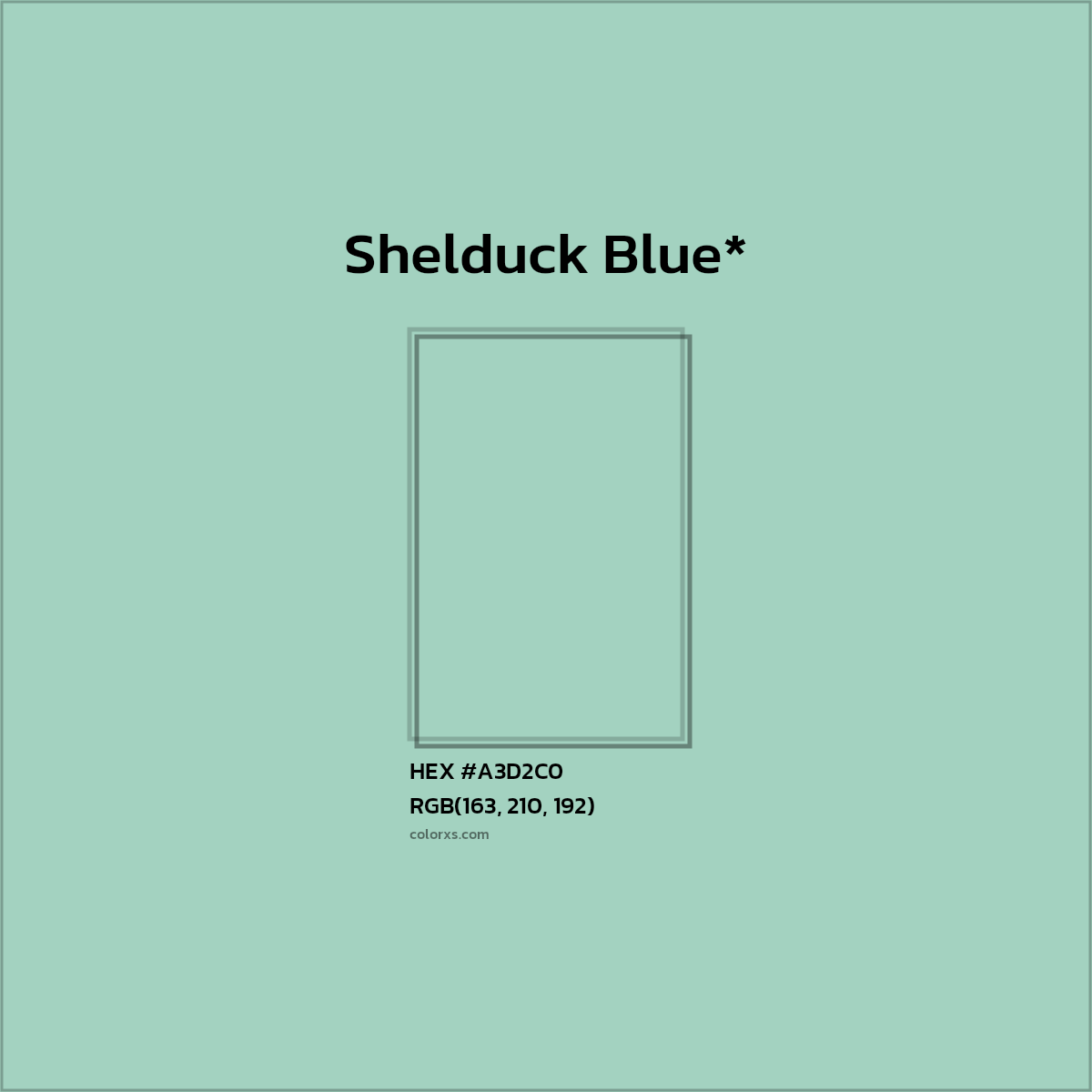 #A3D2C0 hex color. RGB, RYB, CMYK, HSL, HSV codes and color conversions. Matching color names, palettes, paints.