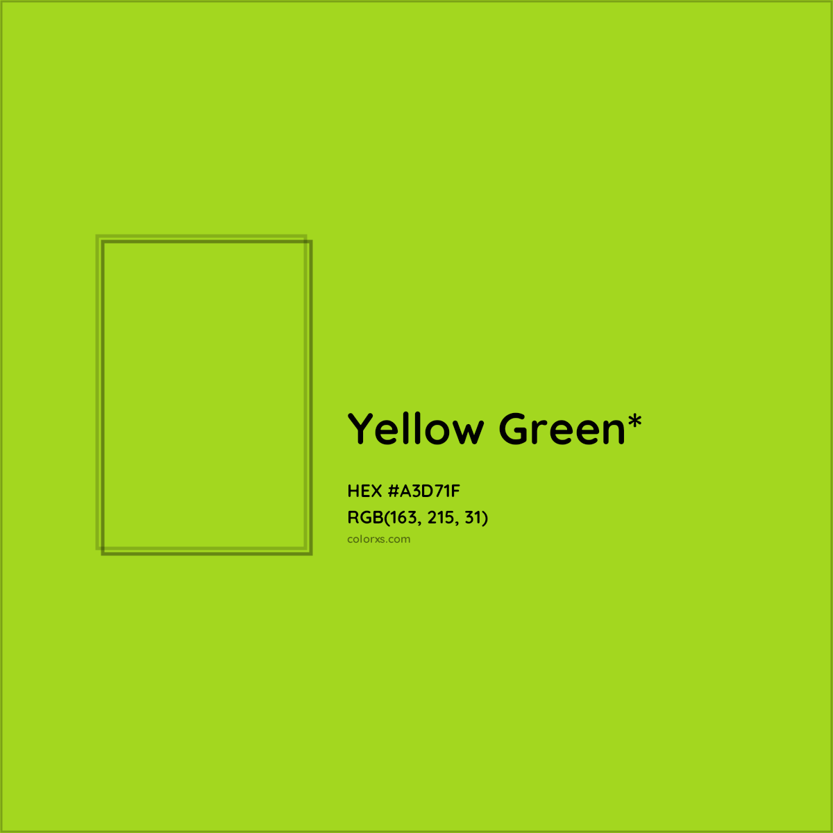 #A3D71F hex color. RGB, RYB, CMYK, HSL, HSV codes and color conversions. Matching color names, palettes, paints.