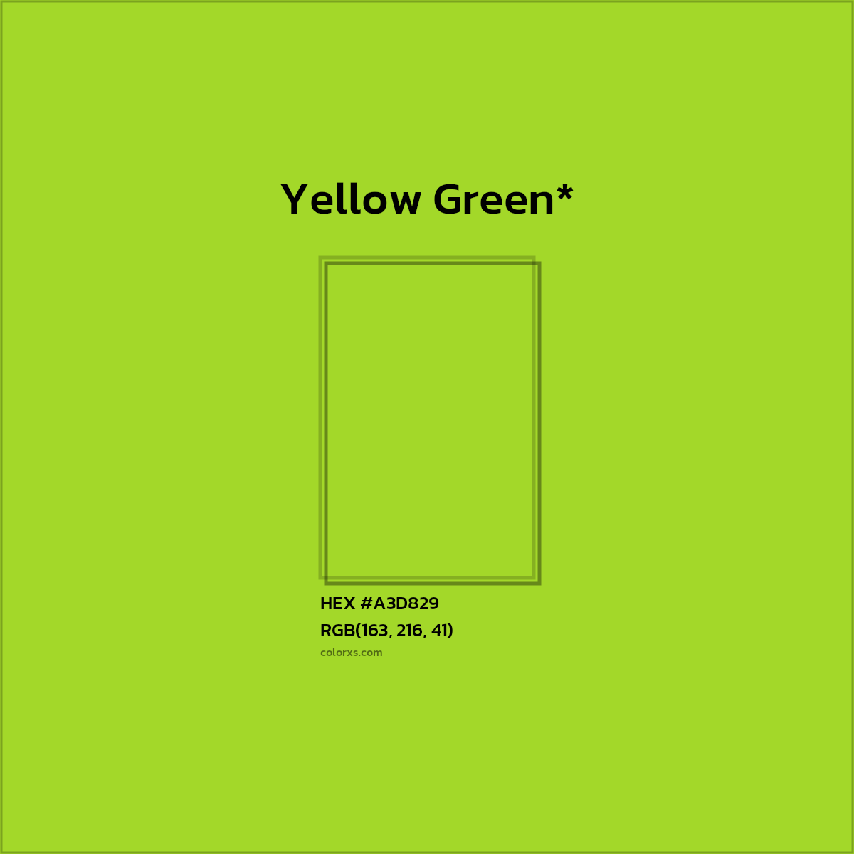 #A3D829 hex color. RGB, RYB, CMYK, HSL, HSV codes and color conversions. Matching color names, palettes, paints.