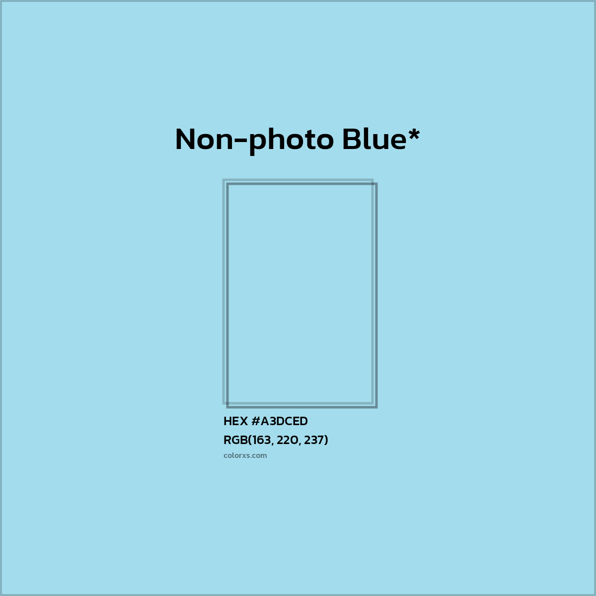 #A3DCED hex color. RGB, RYB, CMYK, HSL, HSV codes and color conversions. Matching color names, palettes, paints.