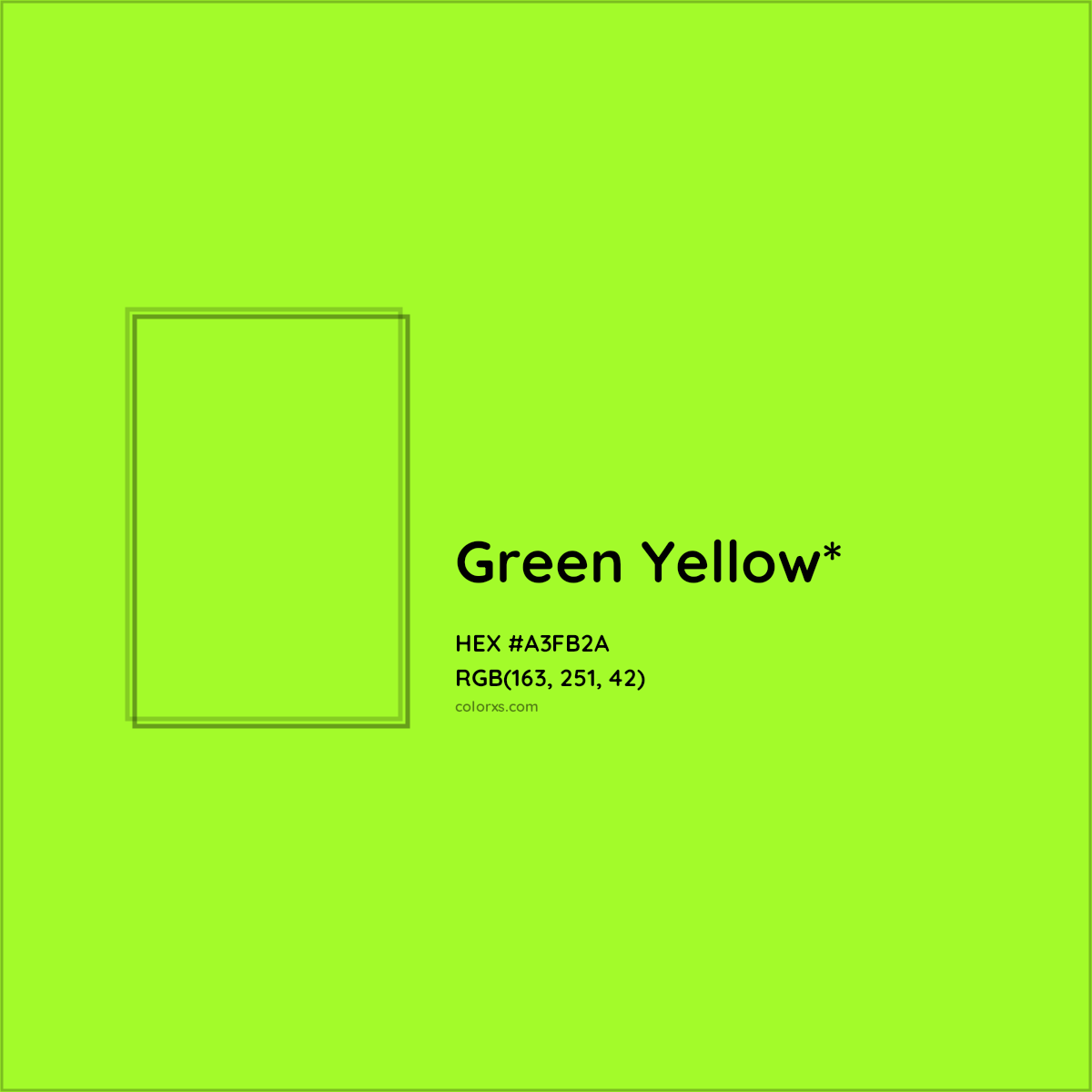 #A3FB2A hex color. RGB, RYB, CMYK, HSL, HSV codes and color conversions. Matching color names, palettes, paints.