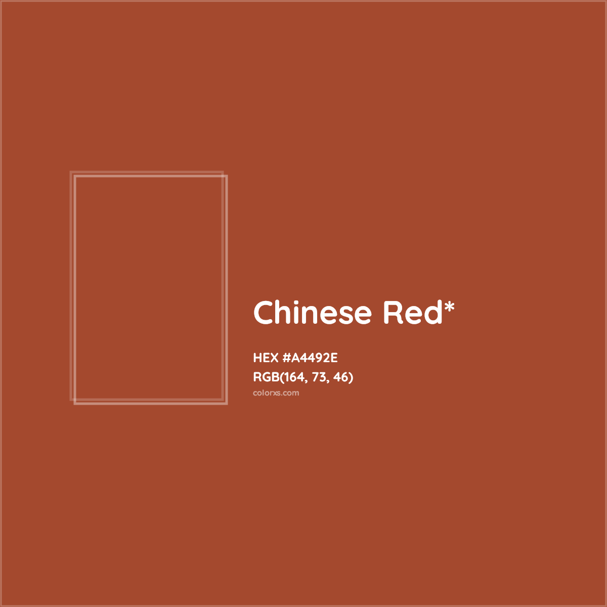 #A4492E hex color. RGB, RYB, CMYK, HSL, HSV codes and color conversions. Matching color names, palettes, paints.