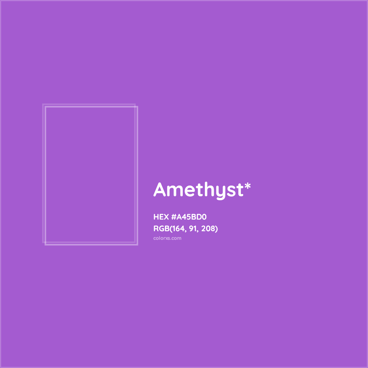 #A45BD0 hex color. RGB, RYB, CMYK, HSL, HSV codes and color conversions. Matching color names, palettes, paints.