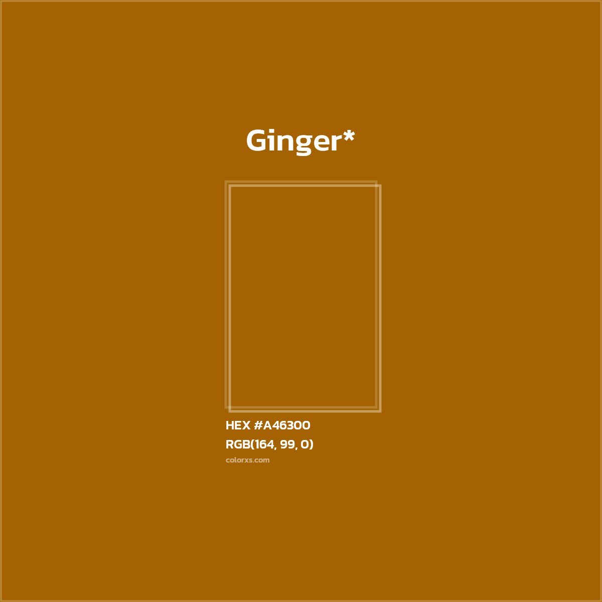 #A46300 hex color. RGB, RYB, CMYK, HSL, HSV codes and color conversions. Matching color names, palettes, paints.