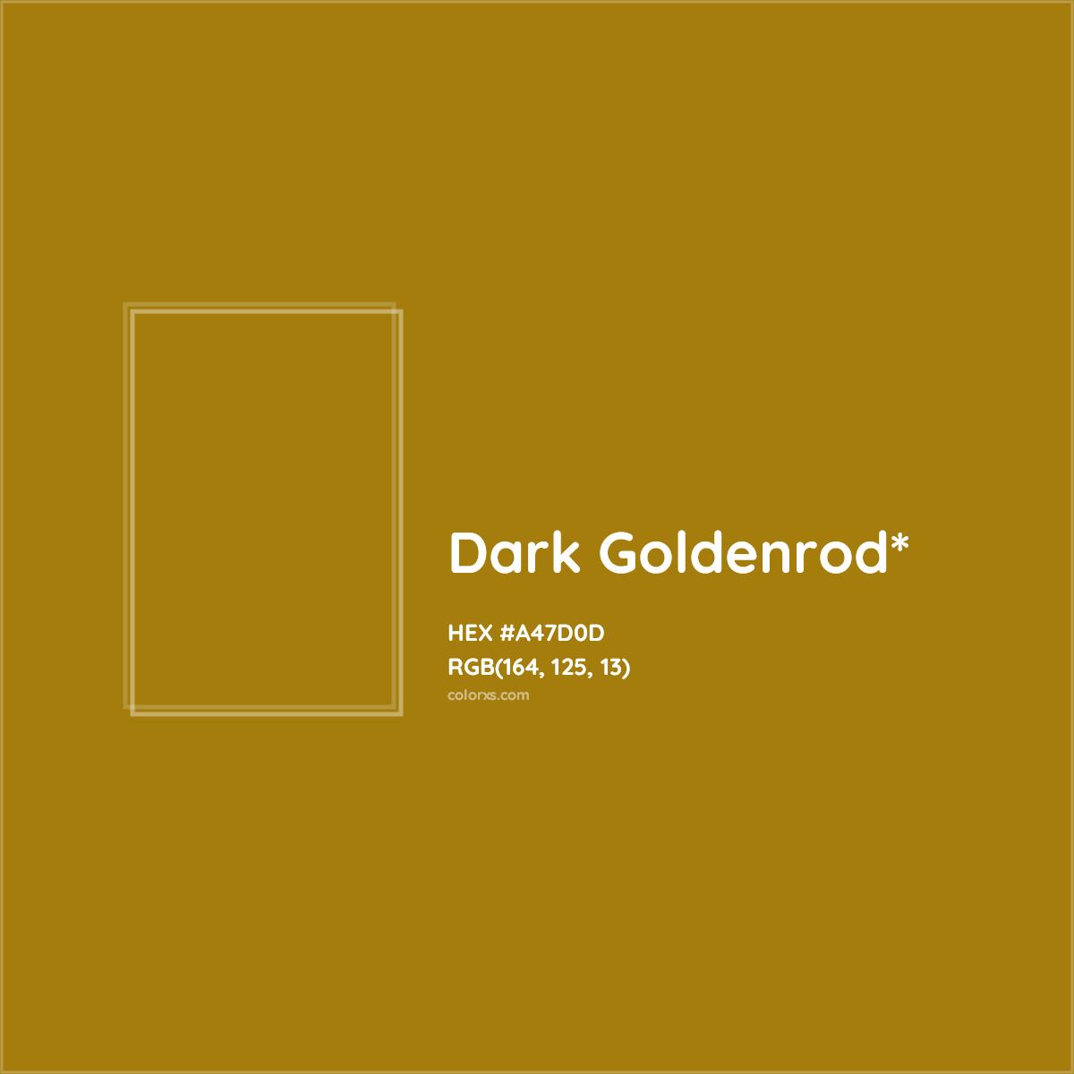 #A47D0D hex color. RGB, RYB, CMYK, HSL, HSV codes and color conversions. Matching color names, palettes, paints.