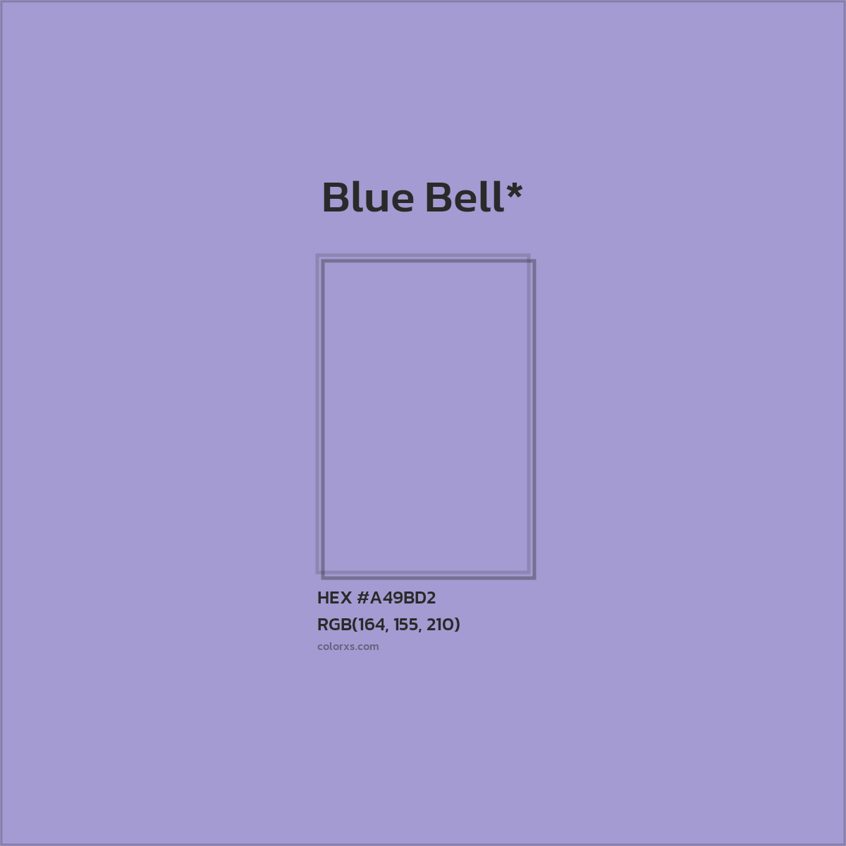 #A49BD2 hex color. RGB, RYB, CMYK, HSL, HSV codes and color conversions. Matching color names, palettes, paints.