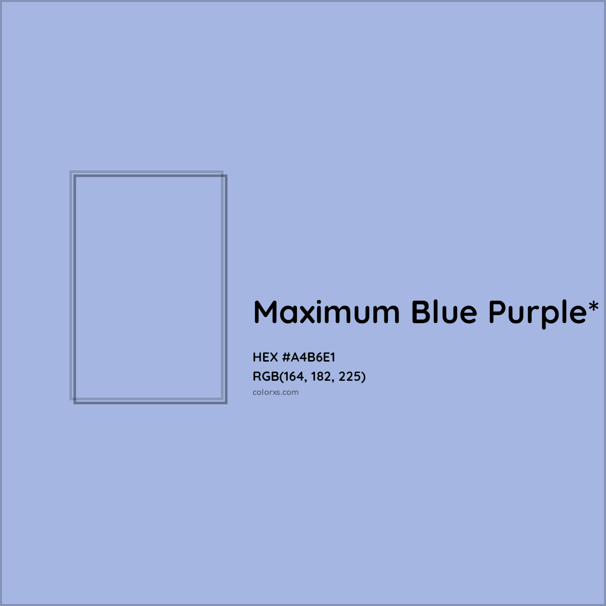#A4B6E1 hex color. RGB, RYB, CMYK, HSL, HSV codes and color conversions. Matching color names, palettes, paints.