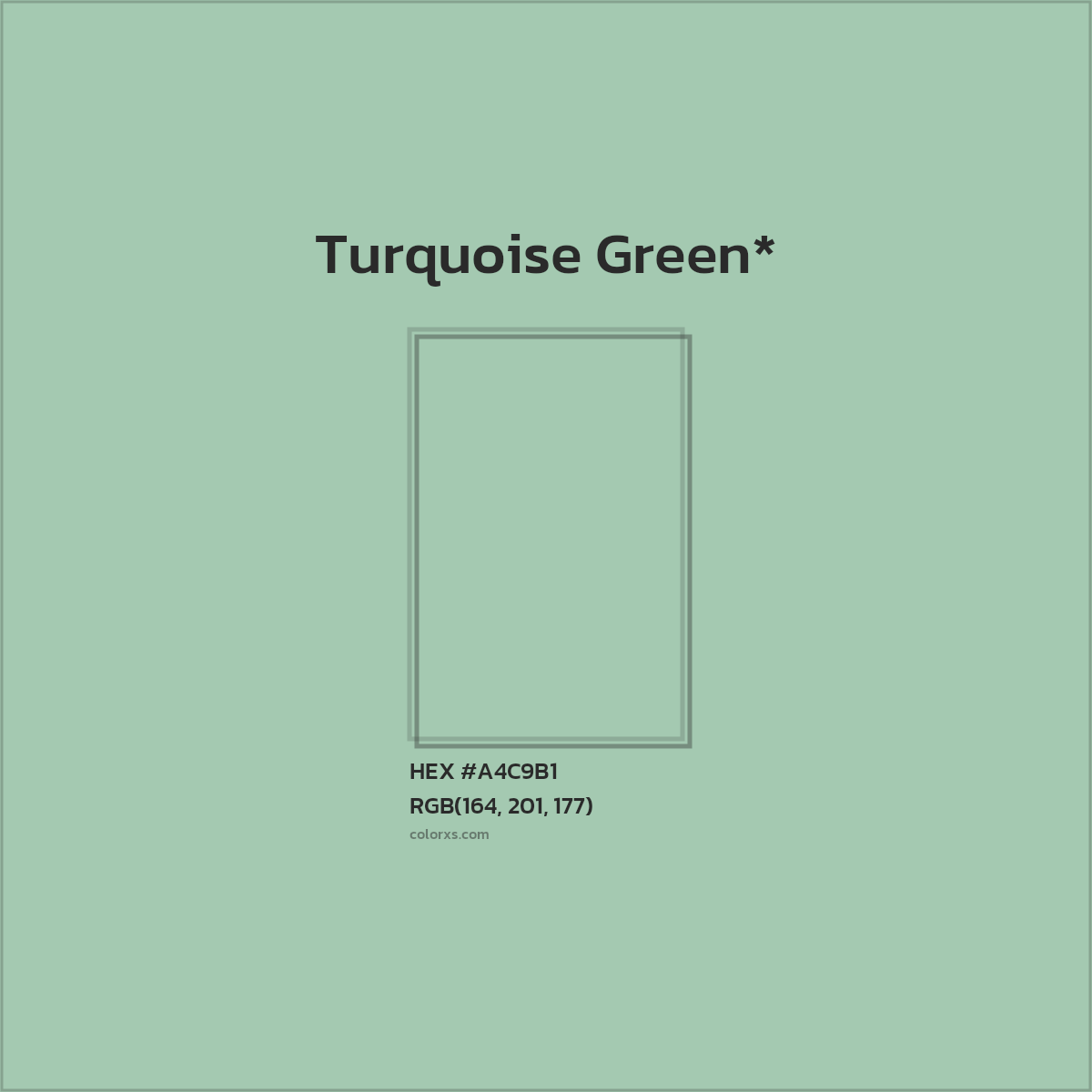 #A4C9B1 hex color. RGB, RYB, CMYK, HSL, HSV codes and color conversions. Matching color names, palettes, paints.