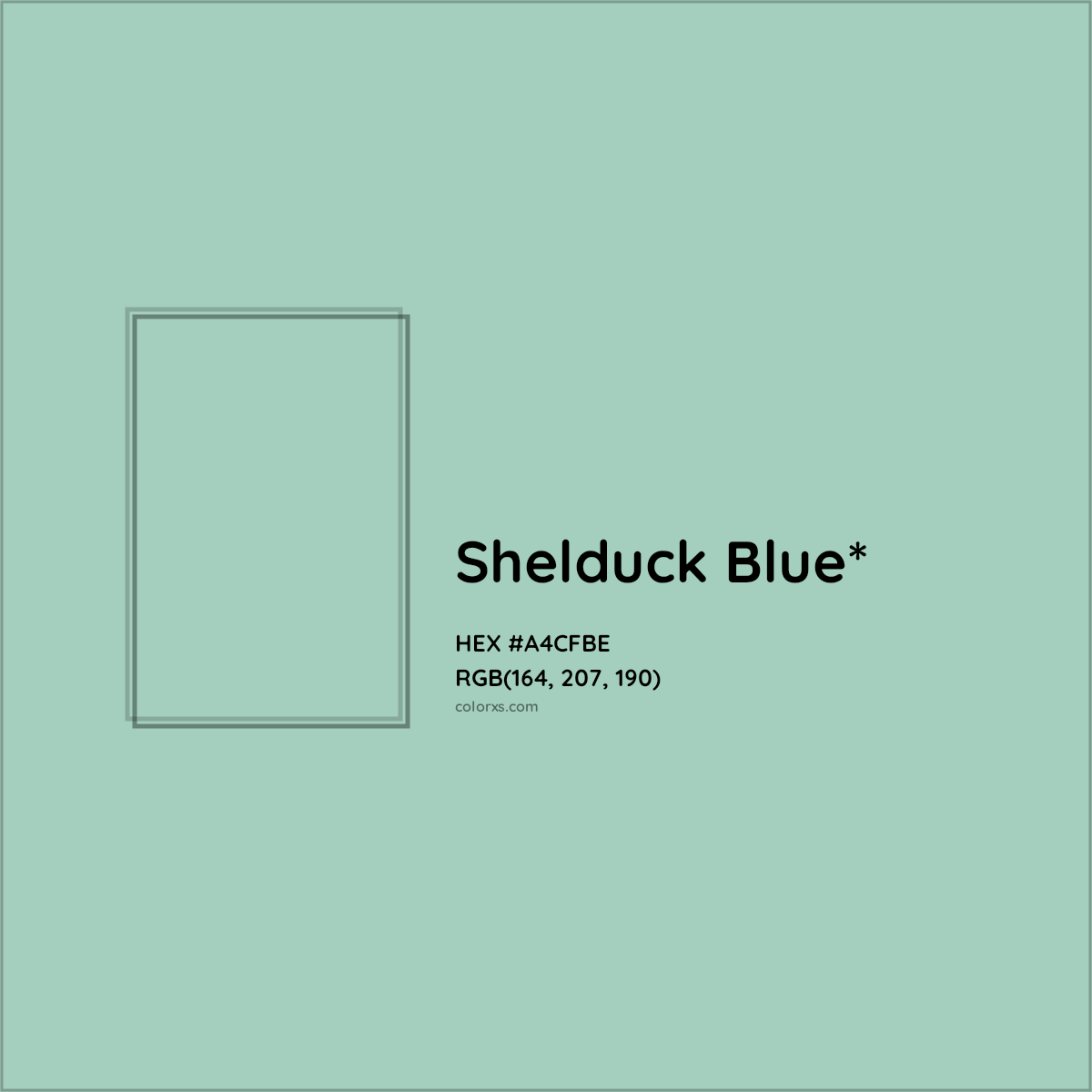 #A4CFBE hex color. RGB, RYB, CMYK, HSL, HSV codes and color conversions. Matching color names, palettes, paints.