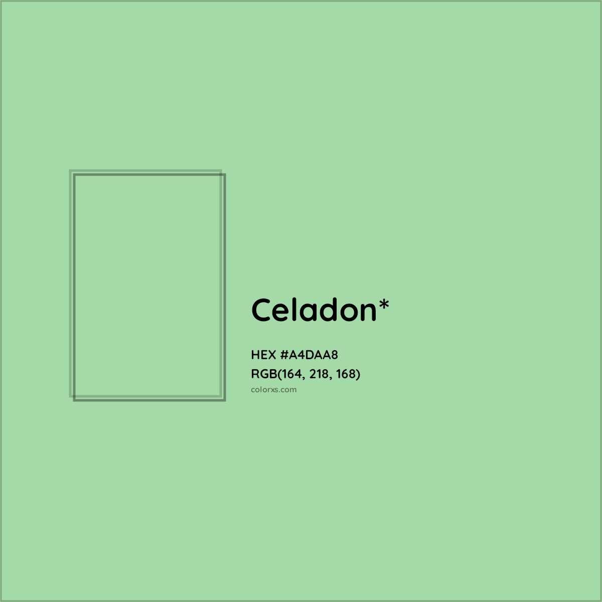 #A4DAA8 hex color. RGB, RYB, CMYK, HSL, HSV codes and color conversions. Matching color names, palettes, paints.