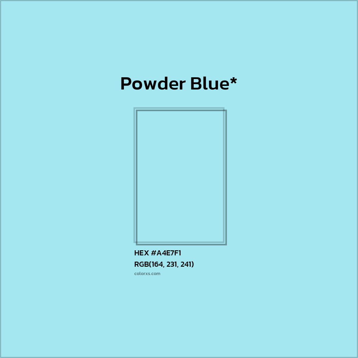 #A4E7F1 hex color. RGB, RYB, CMYK, HSL, HSV codes and color conversions. Matching color names, palettes, paints.