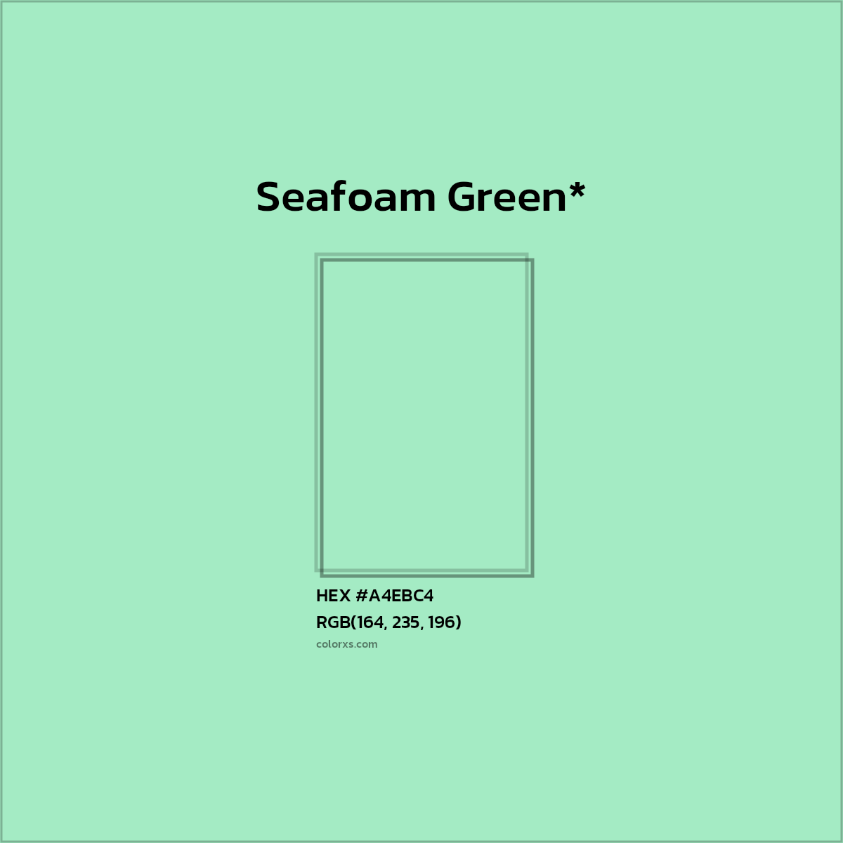 #A4EBC4 hex color. RGB, RYB, CMYK, HSL, HSV codes and color conversions. Matching color names, palettes, paints.