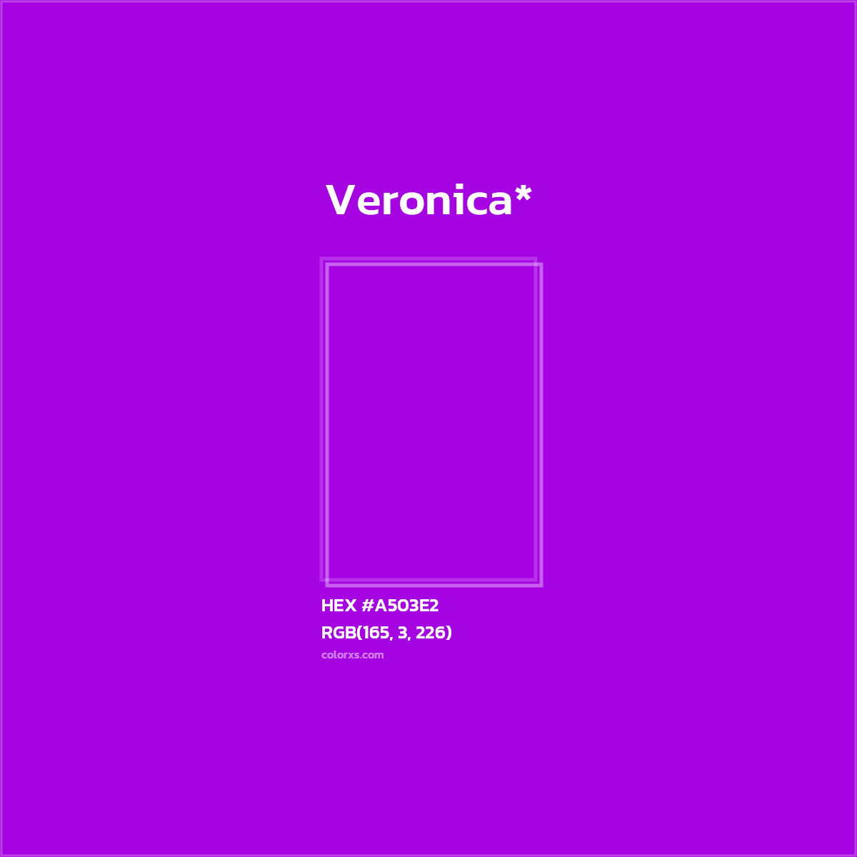 #A503E2 hex color. RGB, RYB, CMYK, HSL, HSV codes and color conversions. Matching color names, palettes, paints.