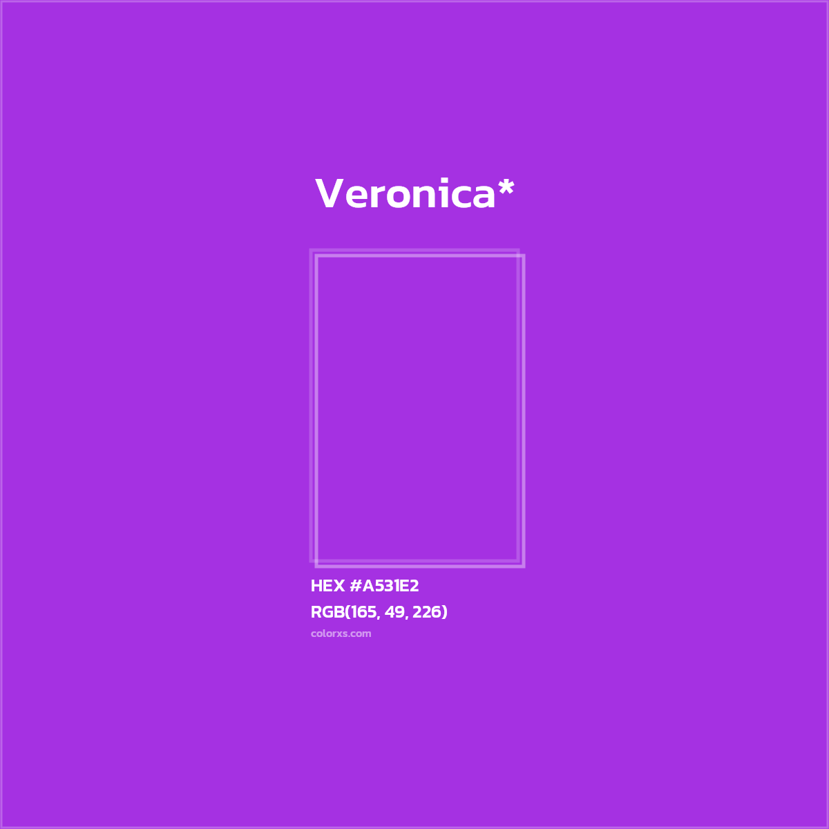 #A531E2 hex color. RGB, RYB, CMYK, HSL, HSV codes and color conversions. Matching color names, palettes, paints.
