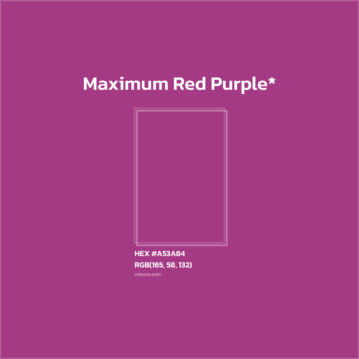 #A53A84 hex color. RGB, RYB, CMYK, HSL, HSV codes and color conversions. Matching color names, palettes, paints.