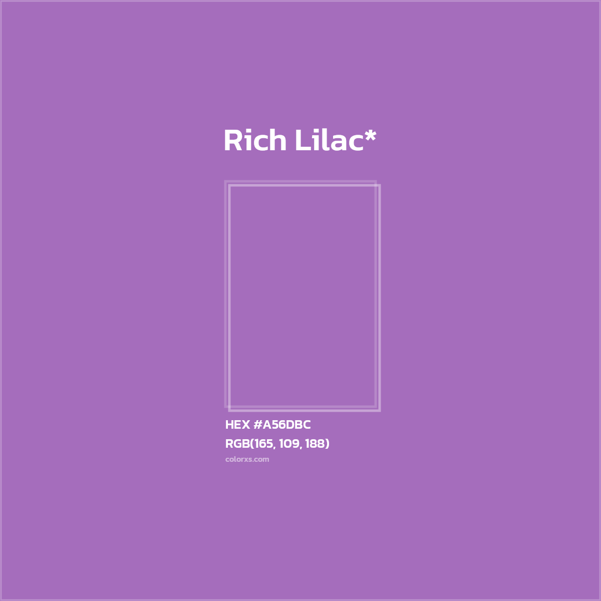 #A56DBC hex color. RGB, RYB, CMYK, HSL, HSV codes and color conversions. Matching color names, palettes, paints.